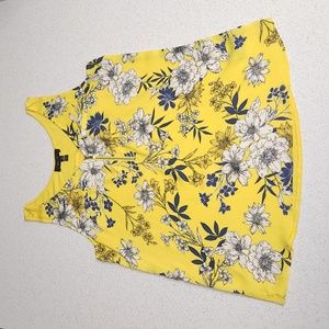 BCX Women's Dressy Floral Sleeveless Chiffon Blousey Tank w Zipper Size L